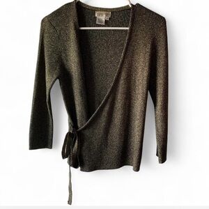 Paradox Metallic Black Wrap Cardigan